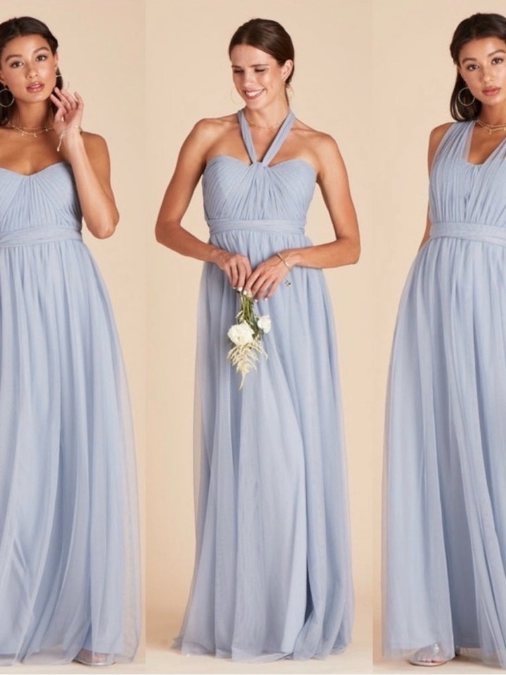 Birdy Grey Dusty Blue Convertible Chiffon Maxi Dress